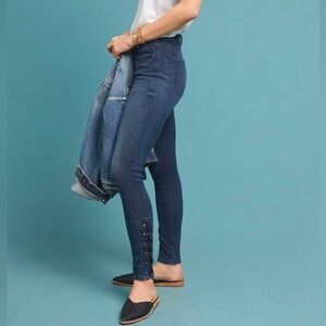 Scotch & Soda La Bohemienne Mid-Rise Skinny Jeans w/ Lace-Up Detail - Size 29/32